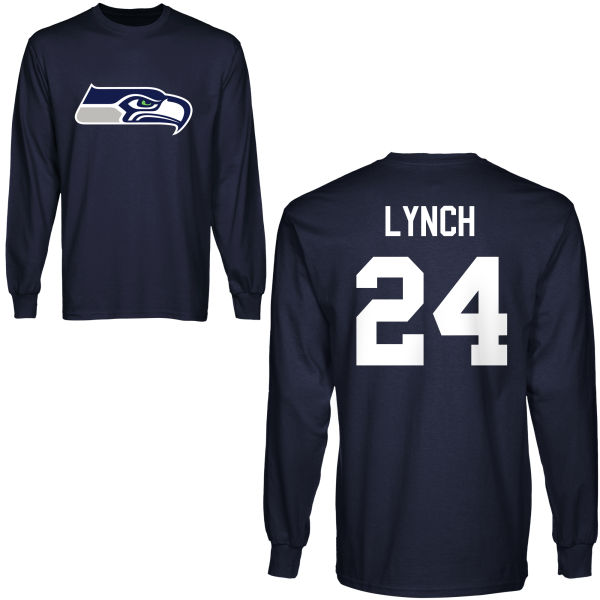 Mens Seattle Seahawks #24 Lynch D.Blue Hoodie