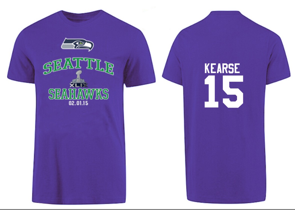 Mens Seattle Seahawks #15 Kearse Superbowl Purple T-Shirt