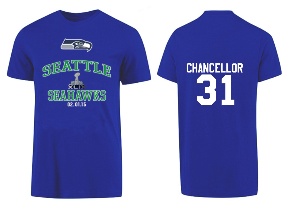 Mens Seattle Seahawks #31 Chancellor Blue Superbowl T-Shirt