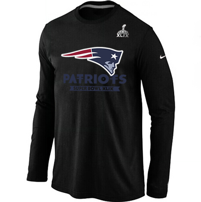 Mens New England Patriots Nike Black Super Bowl XLIX Bound Logo Long Sleeve T-Shirt