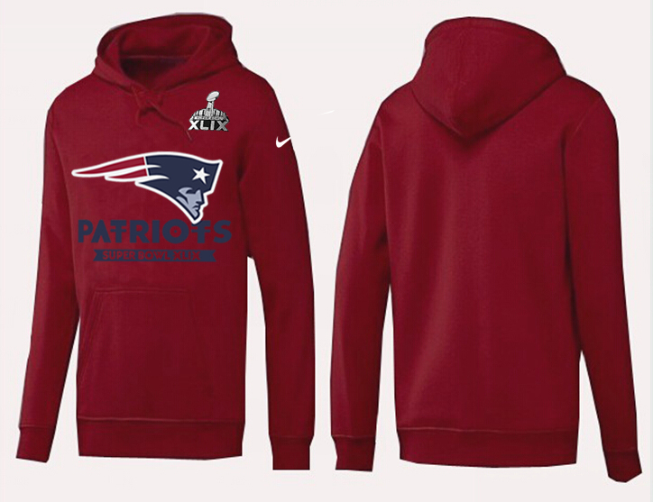 Mens  New England Patriots Nike Red Color Super Bowl XLIX Bound Logo Pullover Hoodie