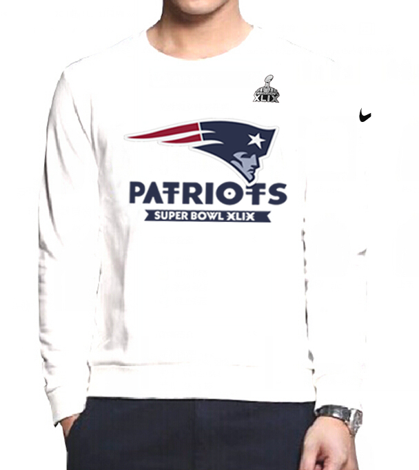 Mens  New England Patriots Nike White Super Bowl XLIX Bound Logo Pullover Hoodie