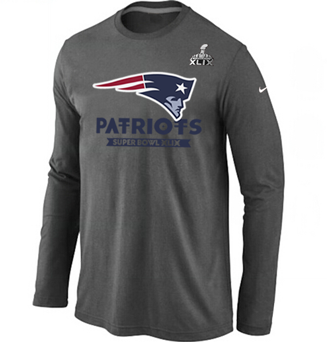 Mens New England Patriots Nike D.Grey Super Bowl XLIX Bound Logo Long Sleeve T-Shirt