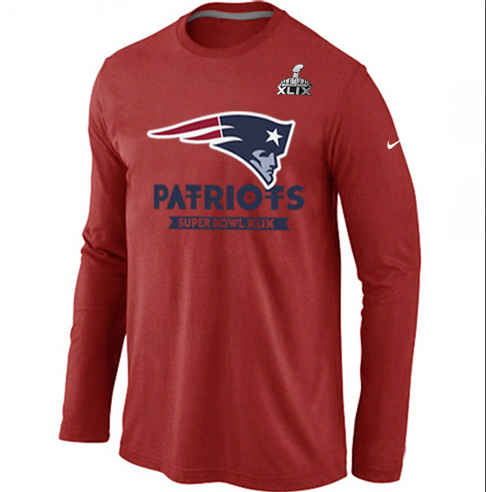 Mens New England Patriots Nike Red Super Bowl XLIX Bound Logo Long Sleeve T-Shirt