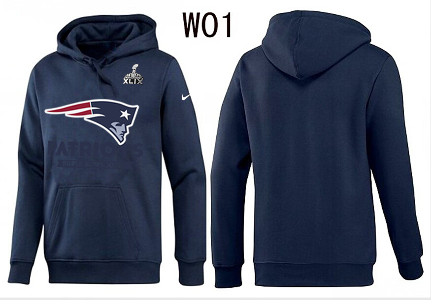 Mens  New England Patriots Nike D.Blue Super Bowl XLIX Bound Logo Pullover Hoodie