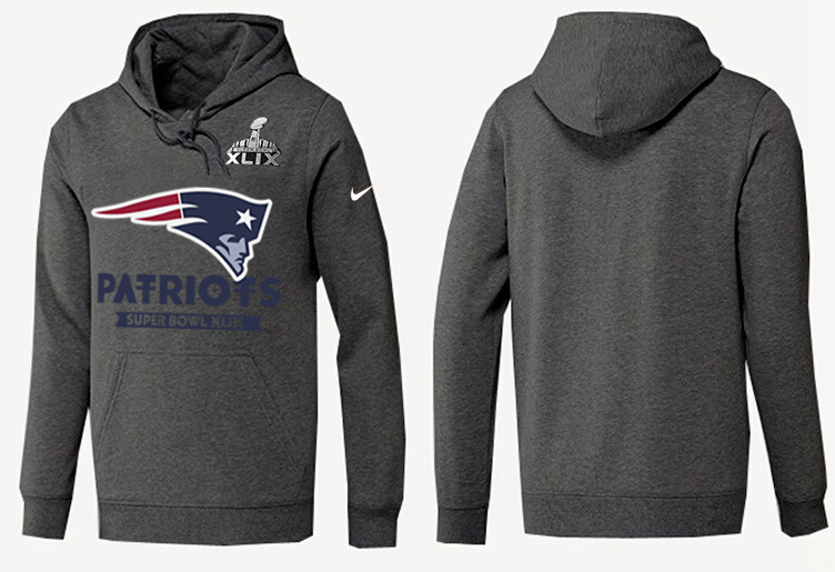 Mens  New England Patriots Nike Grey Super Bowl XLIX Bound Logo Pullover Hoodie