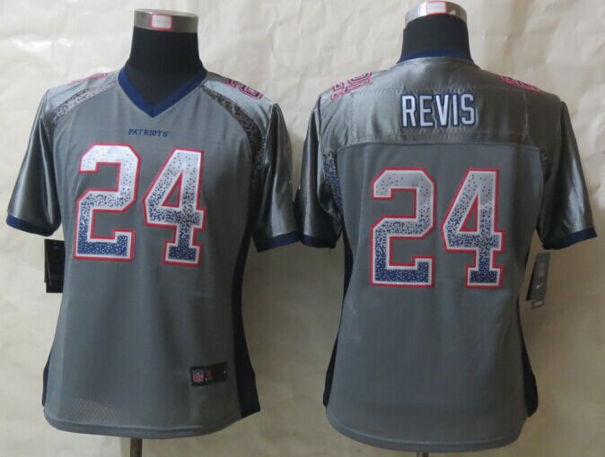 Women New Nike New England Patriots 24 Revis Drift Fashion Grey Elite Jerseys