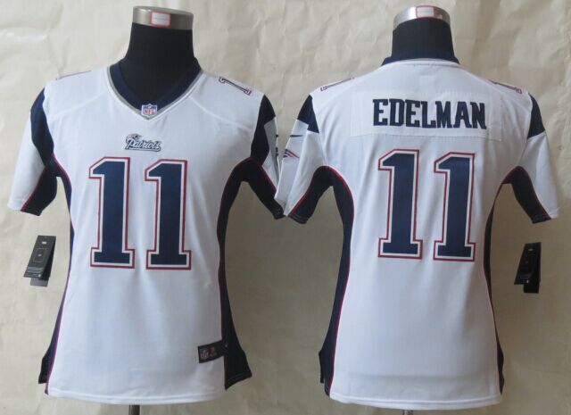 Women Nike New England Patriots 11 Edelman White Game Jerseys