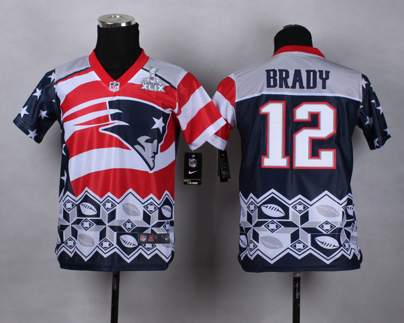 New England Patriots #12 Brady New Style Noble Fashion Elite Youth Superbowl Jersey