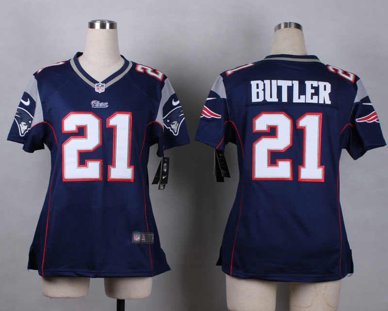 Nike New England Patriots #21 Butler Blue Women Jersey