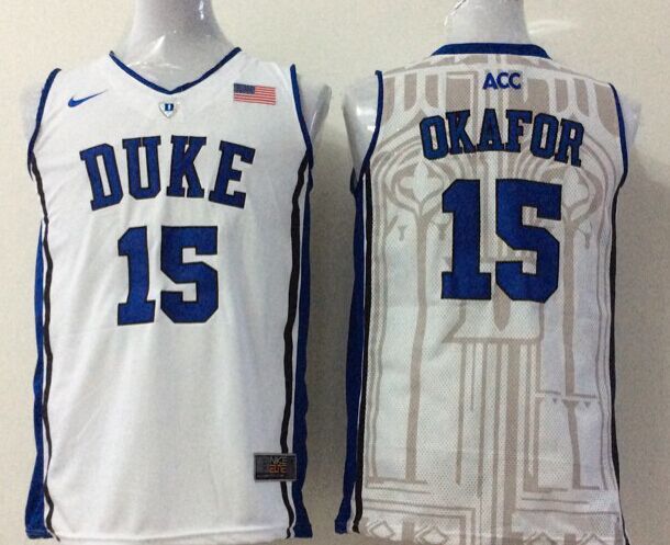 NCAA New Style #15 Jahlil Okafor Duke White Devils College Basketball Jersey