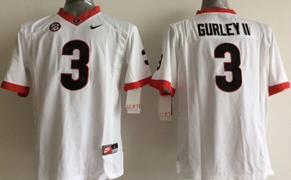 NCAA Georgia Bulldogs #3 Gurley II White Youth Jersey