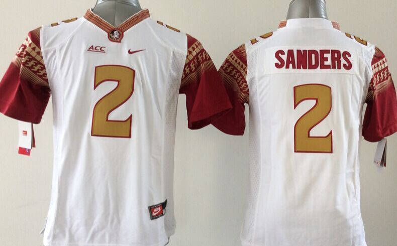 NCAA Florida State Seminoles #2 Sanders White Youth Jersey