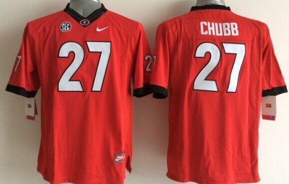 NCAA Georgia Bulldogs #27 Chubb Red Youth Jersey