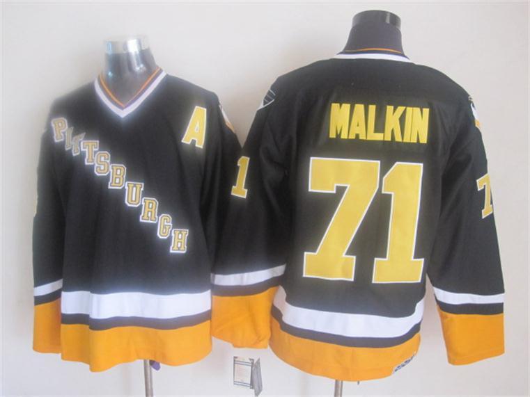 NHL Pittsburgh Penguins #71 Malkin Black 2015 Jersey with A Patch