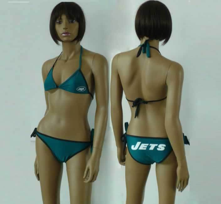 Womens String Bikini New York Jets Green ash And Black Border