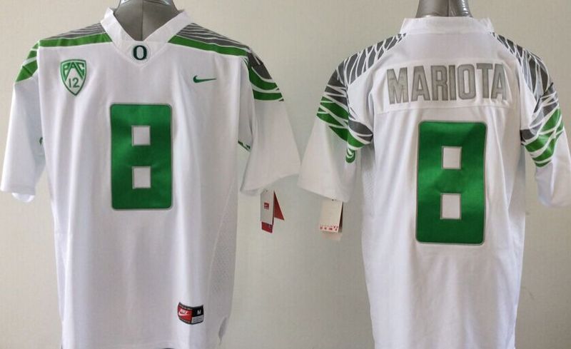 NCAA Oregon Ducks #8 Mariota White Color Youth Jersey Green Number