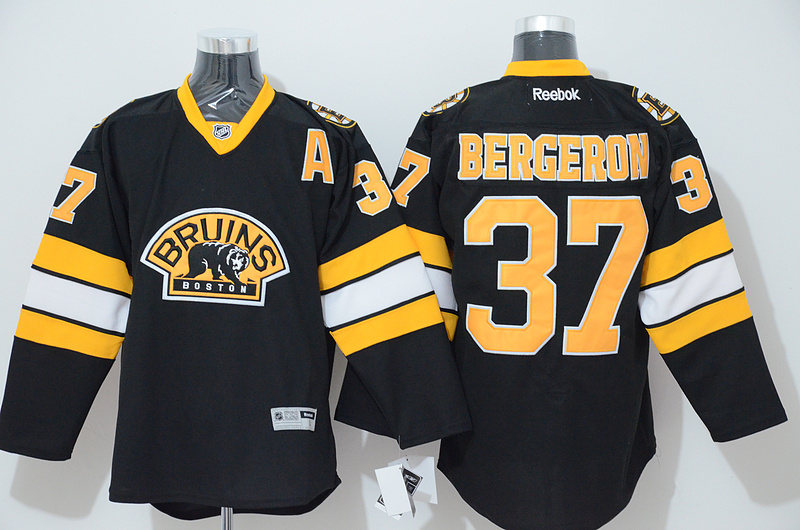 NHL Boston Bruins #37 Bergeron Black Jersey with a Patch