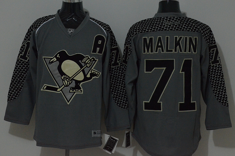 NHL Pittsburgh Penguins #71 Malkin Grey Jersey