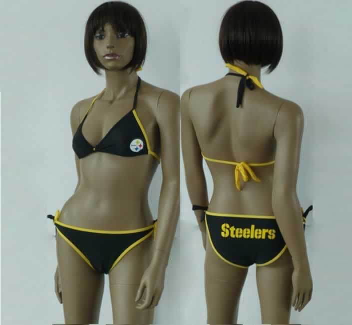 Womens String Bikini Pittsburgh Steelers Black And Yellow Border