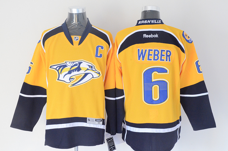 NHL Nashville Predators #6 Shea Weber Yellow Jersey