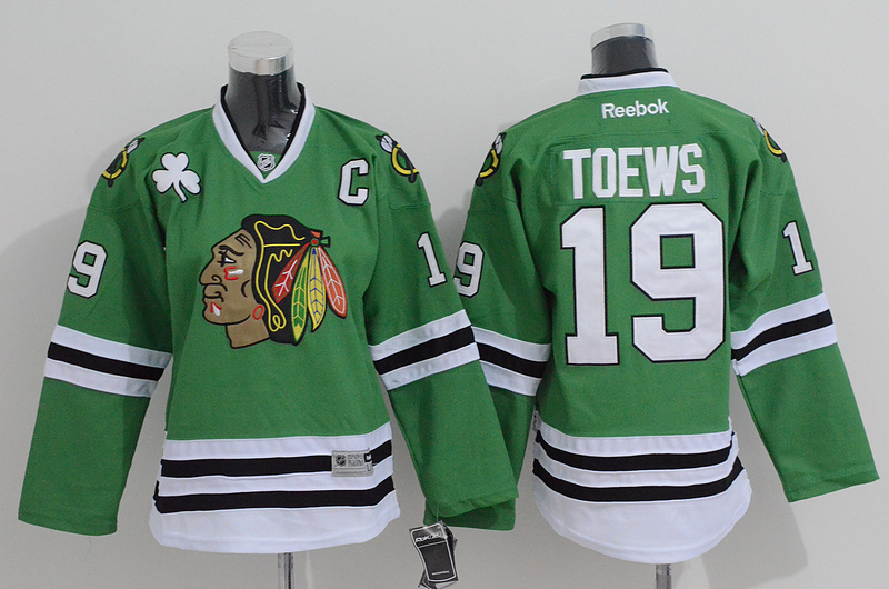 NHL Chicago Blackhawks #19 Toews Green Youth Jersey with C Patch