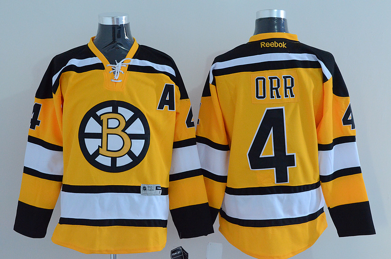 NHL Boston Bruins #4 ORR Yellow Jersey with A Patch