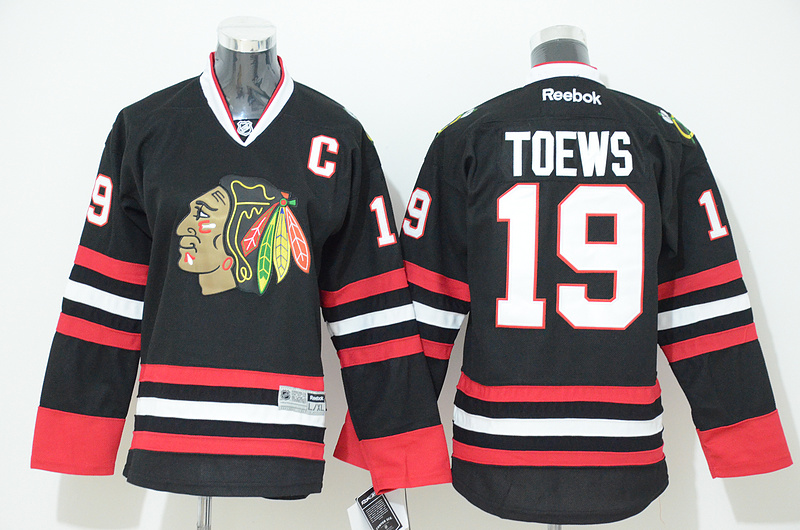 NHL Chicago Blackhawks #19 Toews Black Youth Jersey with C Patch