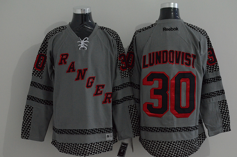 NFL New York Rangers #30 Lundovist Black Grey Jersey