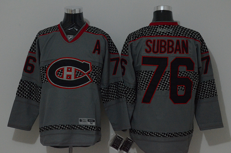 NHL Montreal Canadiens #76 Subban Grey Jersey with A Patch