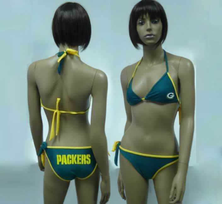 Womens String Bikini Green Bay Packers Green ash And Yellow Border