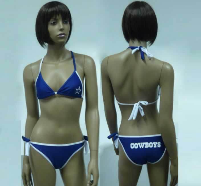 Womens String Bikini Dallas Cowboys Blue And White Border