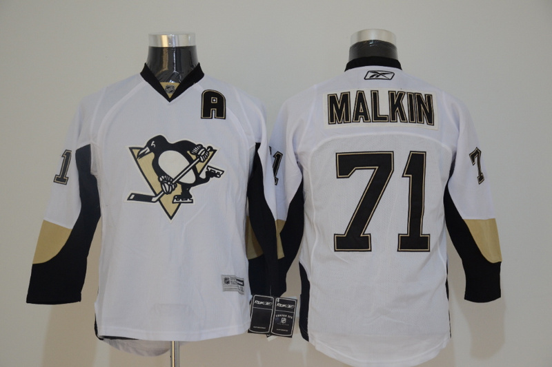 NHL Pittsburgh Penguins #71 Malkin White Youth Jersey with A Patch