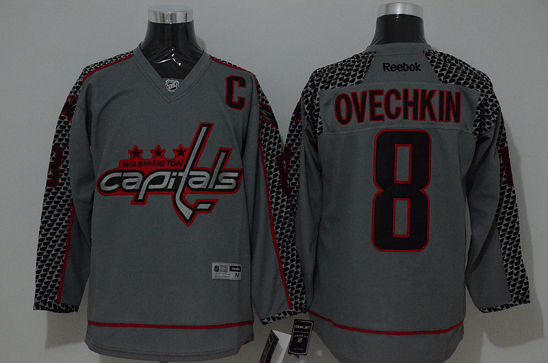 NHL Washington Capitals #8 Ovechkin Grey Jersey with A Patch