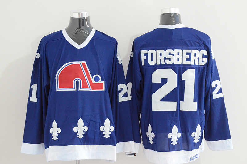 NHL Quebec Nordiques #21 Forsberg Blue Jersey
