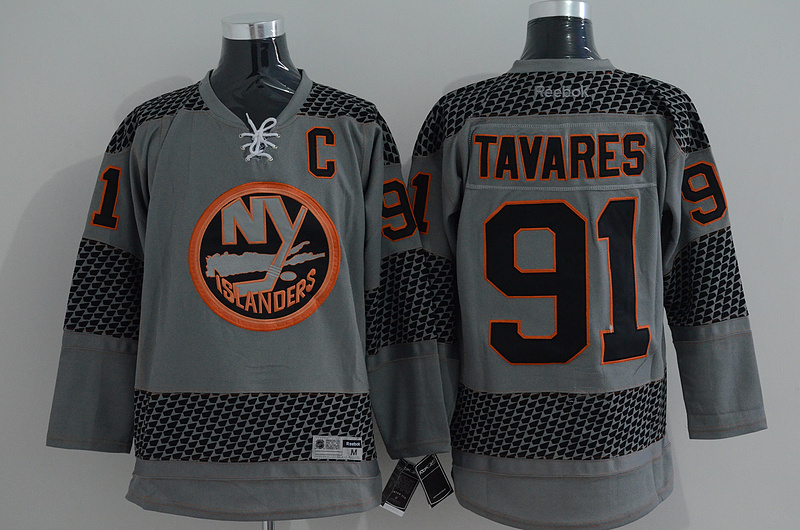 NHL New York Islanders #91 Tavares Grey Jersey with C Patch