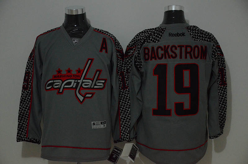 NHL Washington Capitals #19 Backstrom Grey Jersey with A Patch