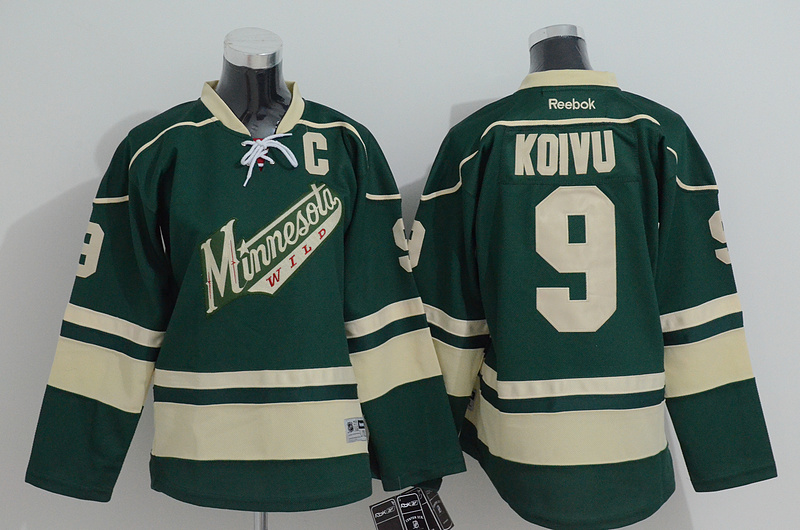 NHL Minnesota Wild #9 Koivu Green Youth Jersey with C Patch