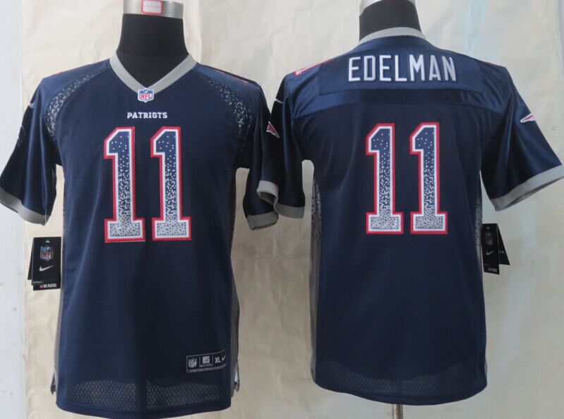 Youth  2014 New Nike New England Patriots 11 Edelman Drift Fashion Blue Elite Jerseys