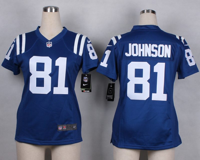 Nike Indianapolis Colts #81 Johnson Blue Women Jersey