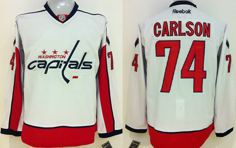 NHL Washington Capitals #74 Carlson White Jersey