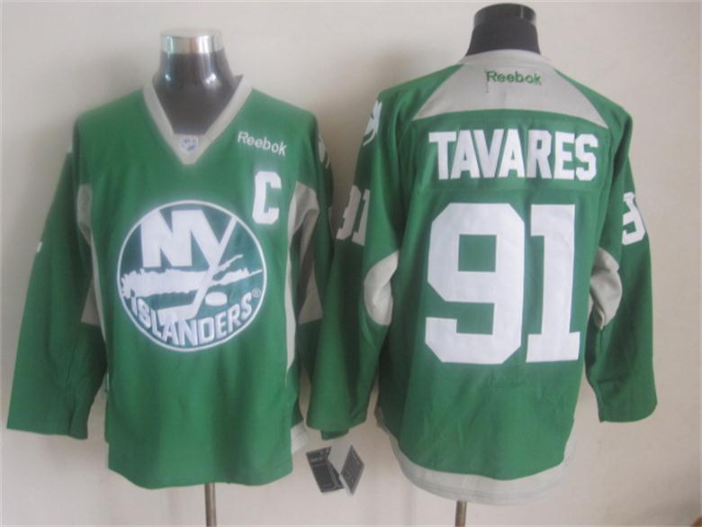 NHL New York Islanders #91 Tavares Green Jersey with C Patch