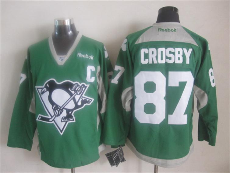 Reebok NHL Pittsburgh Penguins #87 Crosby Green Jersey with C Patch