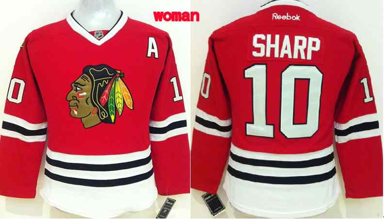 NHL Chicago Blackhawks #10 Sharp Red Women Jersey with A Patch
