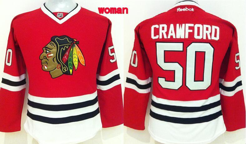 NHL Chicago blackhawks #50 Crawford Red Women Jersey