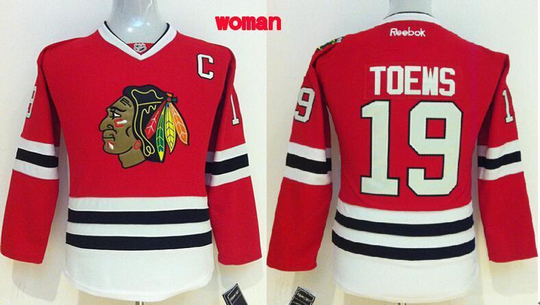 NHL Chicago blackhawks #19 Toews Red Women Jersey with C Patch