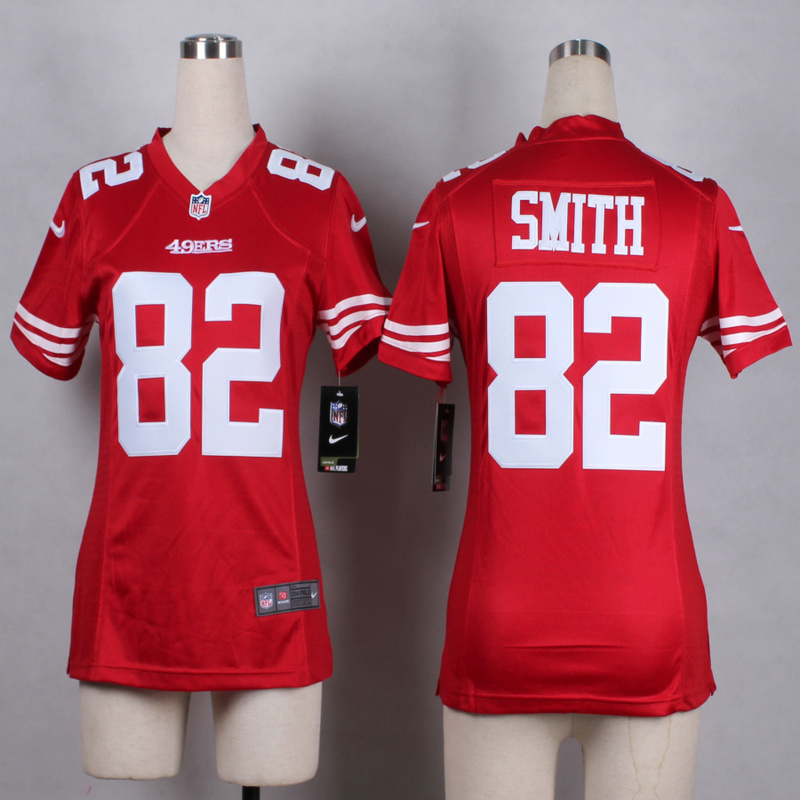 Nike San Francisco 49ers #82 Smith Red Women Jersey