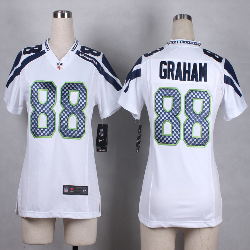 Nike Seattle Seahawks #80 Graham Women White Jersey