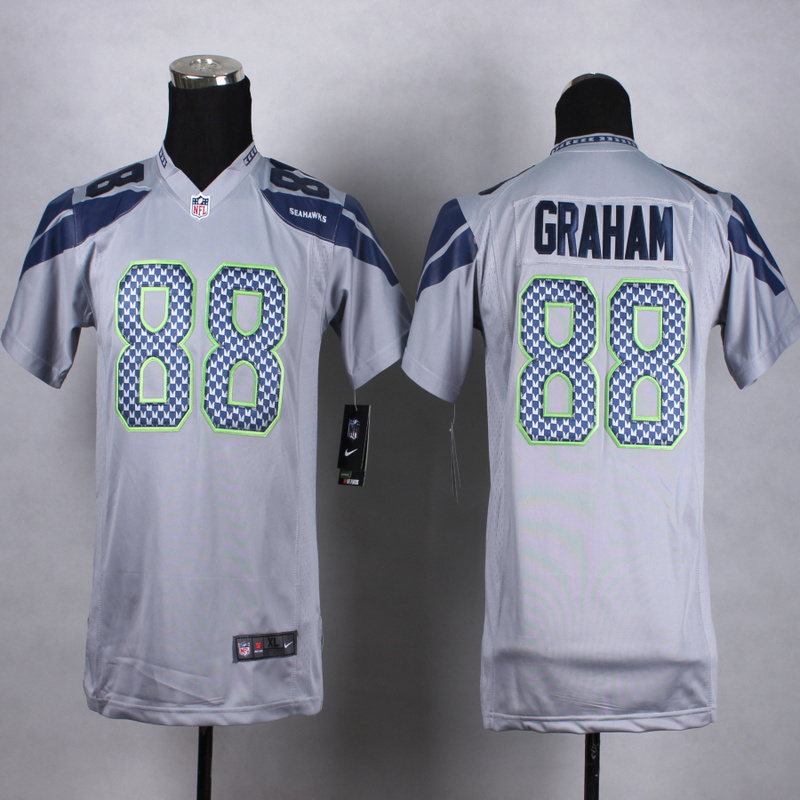 Nike Seattle Seahawks #80 Graham Youth Grey Jersey