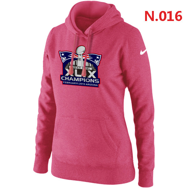 Womens New England Patriots Majestic Pink Super Bowl XLIX Pullover Hoodie 